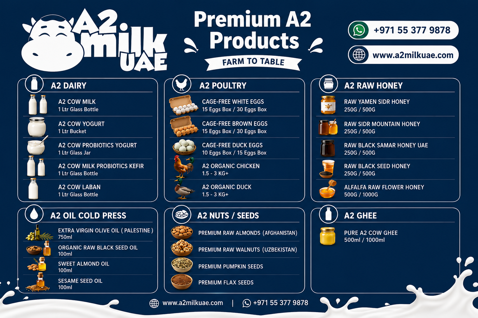 A2 Milk UAE Menu